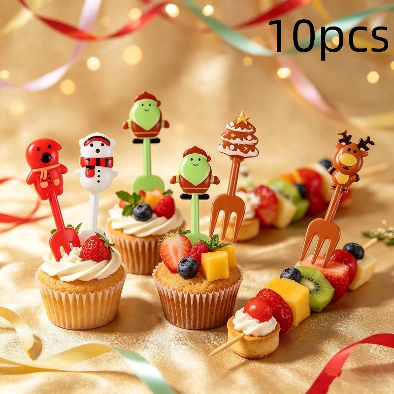 Xmas Food Snacks - 10 Forchettine per Frutta di Grado