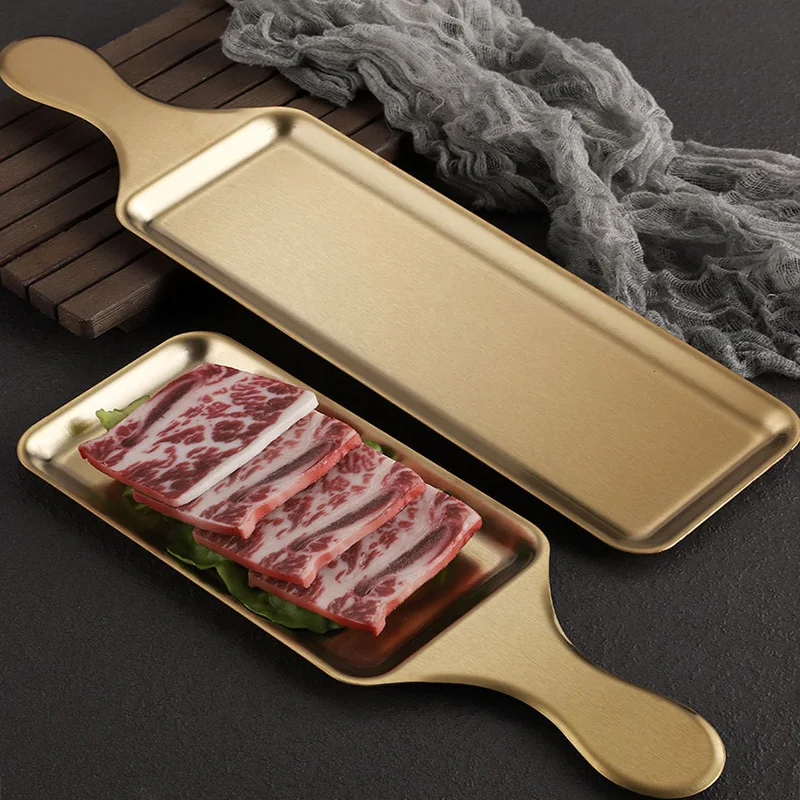 Korean Food Snacks - Piatto rettangolare in acciaio inossidabile 304,