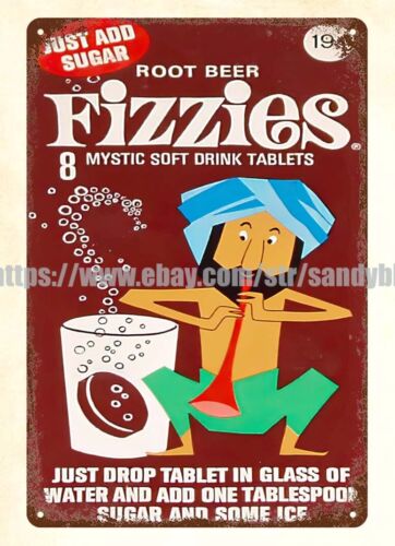 Food Snacks Drinks - Targa in metallo Fizzies anni '60,
