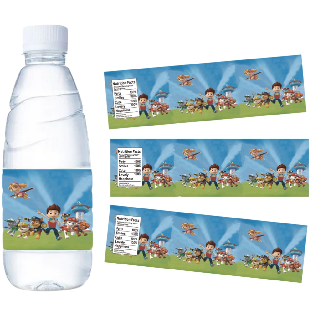 Candy Sour Strip - Paw Patrol Etichette per bottiglie d'acqua